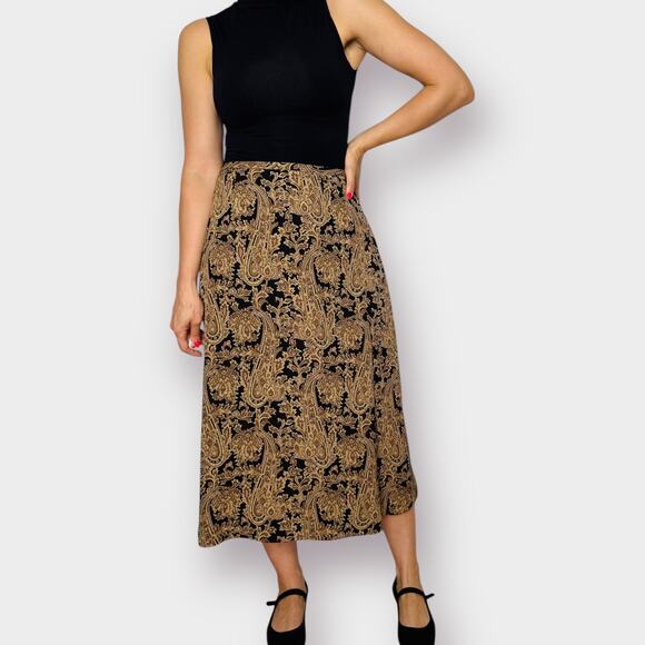 Y2K Jones New York Silk‎ Tan Black Skirt - Picture 3 of 6